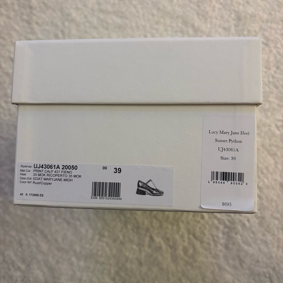 NWT Ulla Johnson Lucy Mary Jane Sunset Python Heels in rust/copper. Size 9 - Picture 9 of 9